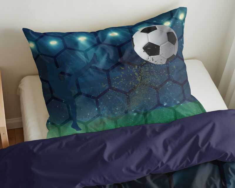 Live football Blauw - Little Monster bed 140 x 200/220 cm van Microvezel