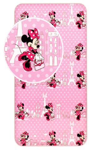 Disney Minnie Mouse hoeslaken Parijs - Roze - 90 x 200 cm - 100% katoen