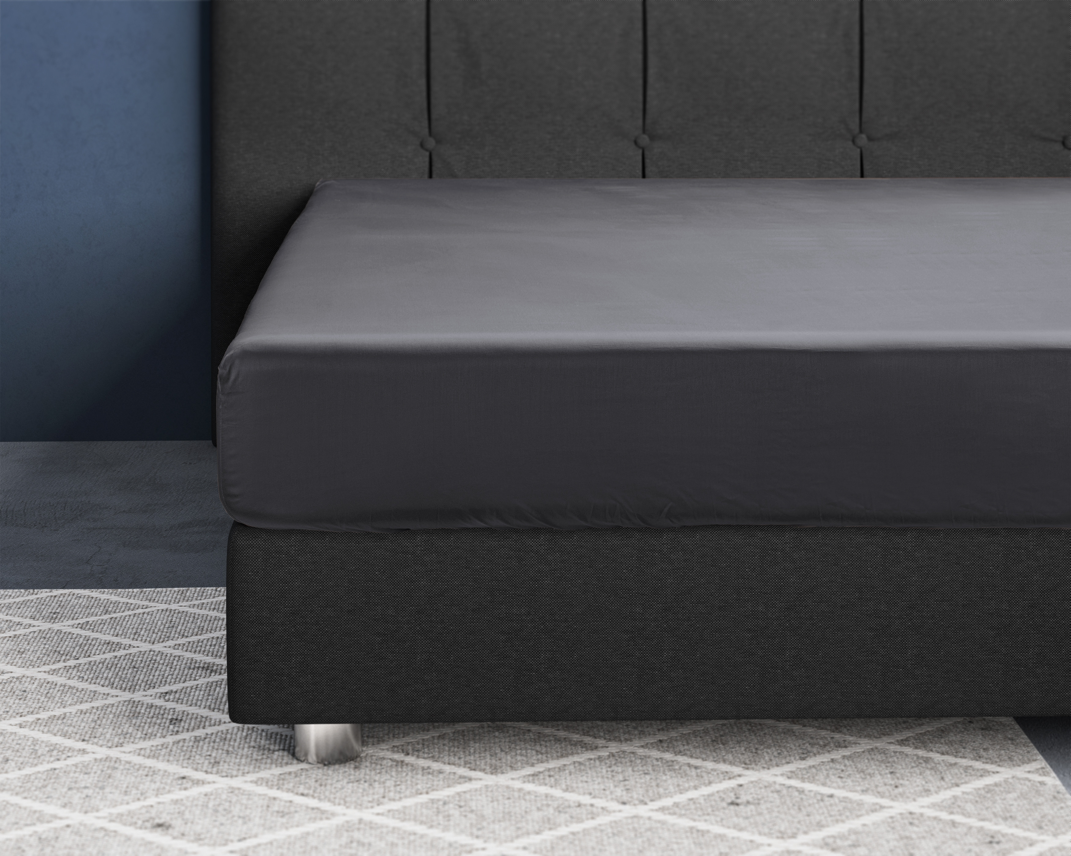 Satijnen Hoeslaken Antraciet 80 x 200