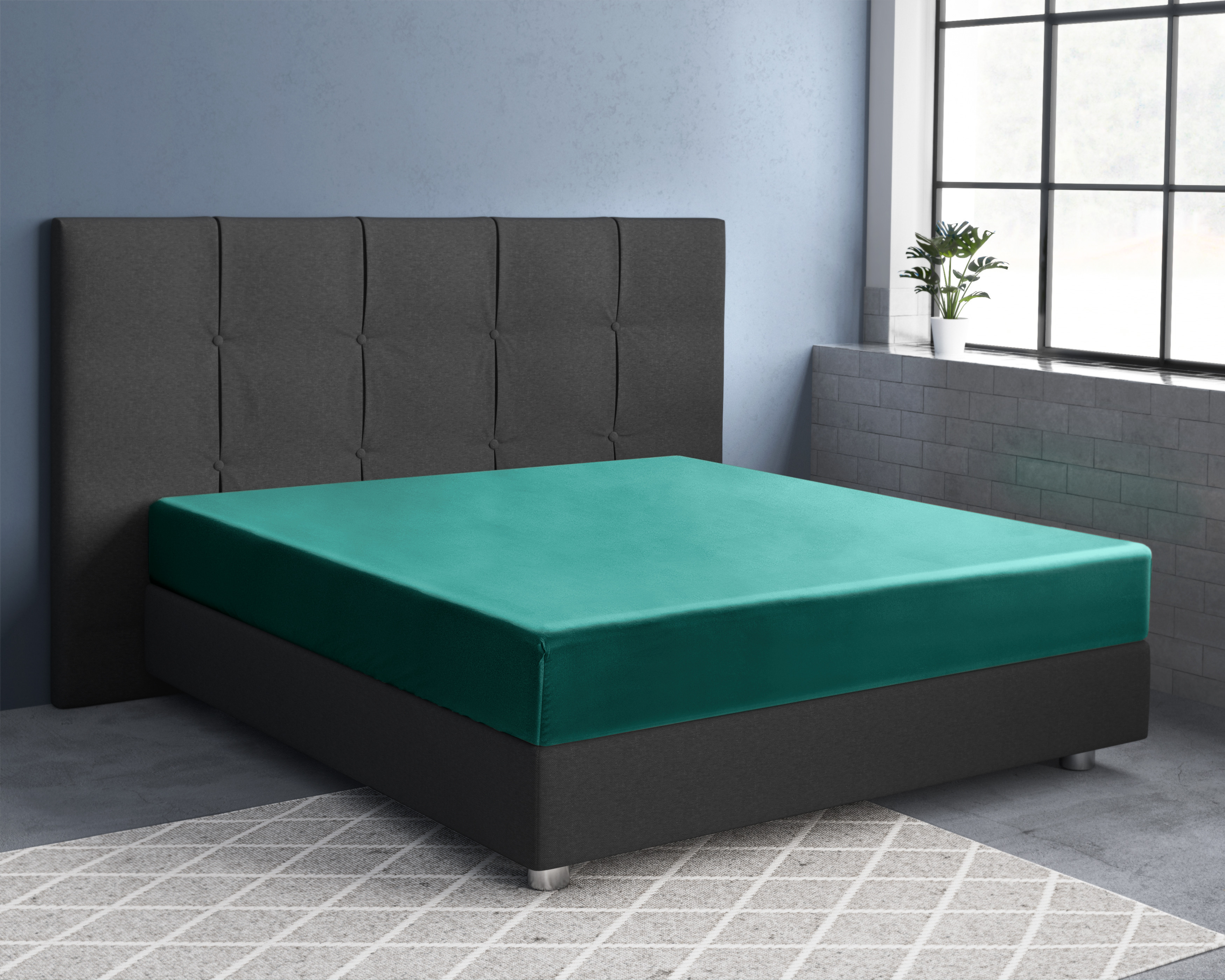 Satijnen Hoeslaken Donker Groen 200 x 220