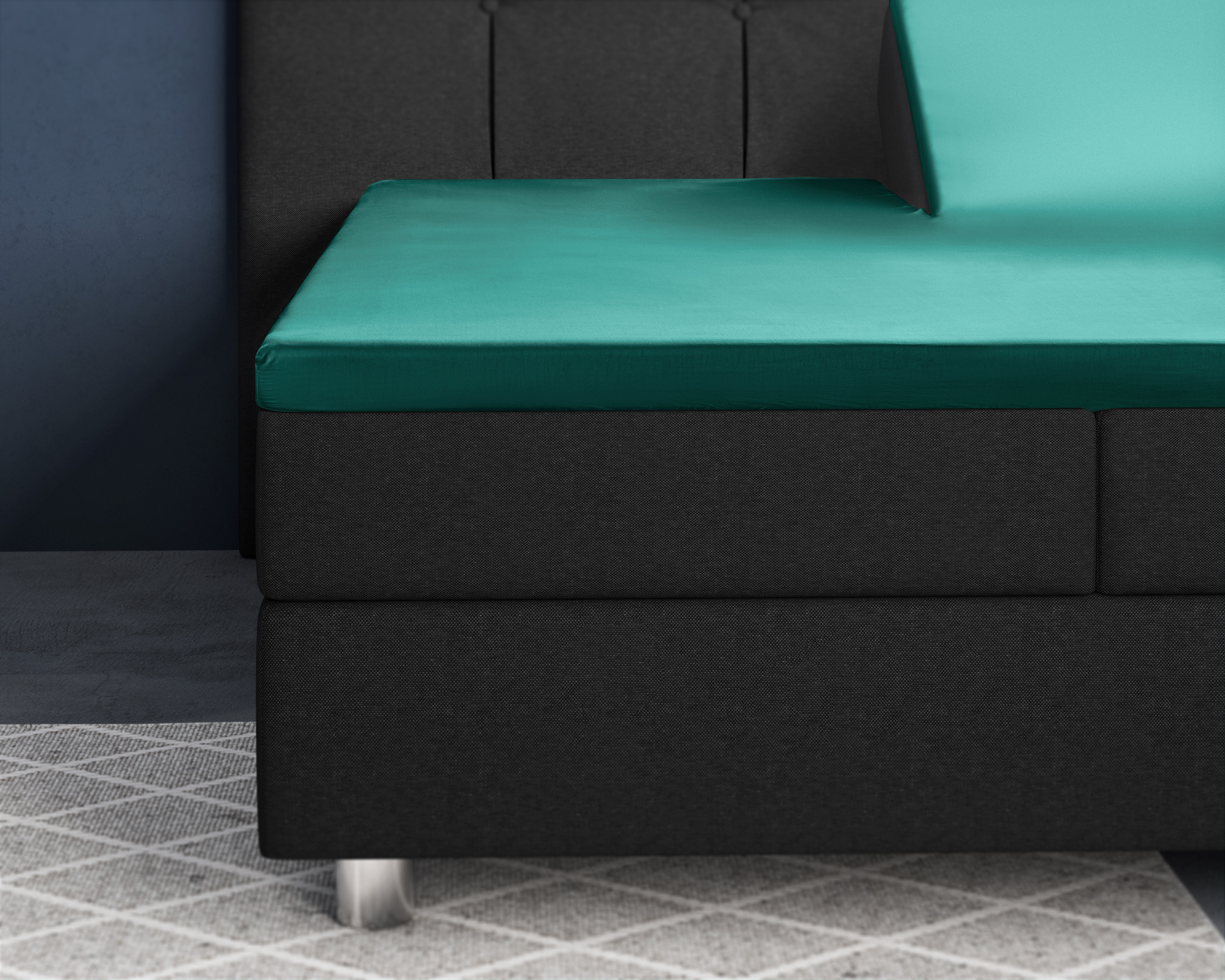 Splittopper Satijn Hoeslaken Donker Groen 160 x 200