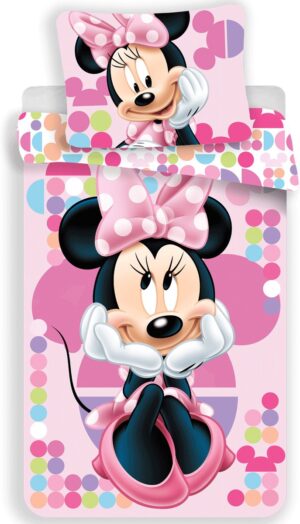 Disney Minnie Mouse dekbedovertrek Stippen - Roze - 140 x 200 cm - 100% Polyester