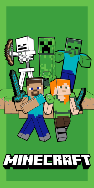 Minecraft handdoek Green 70 x 140 cm - Groen - 70 x 140 cm - 100% Polyester