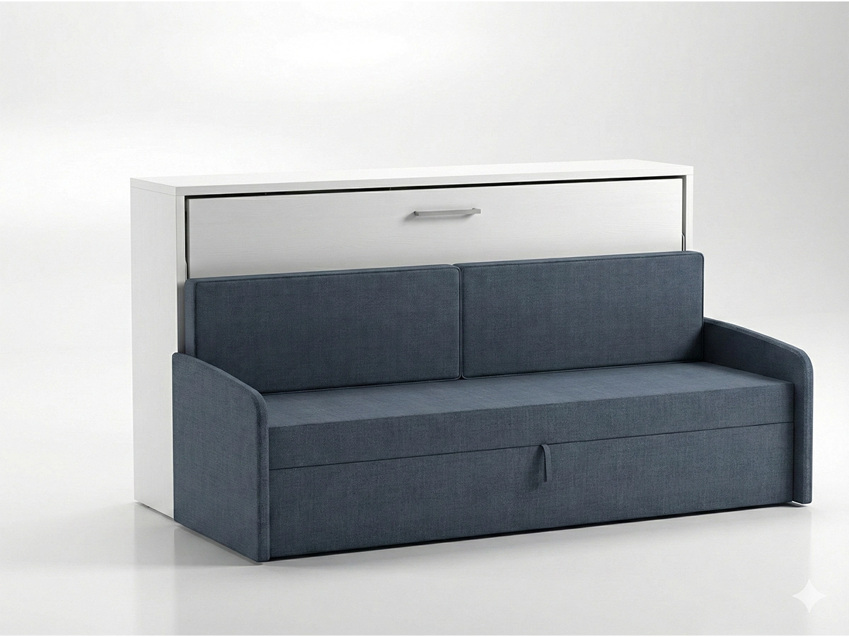 Eenpersoons opklapbed met bank Blauw