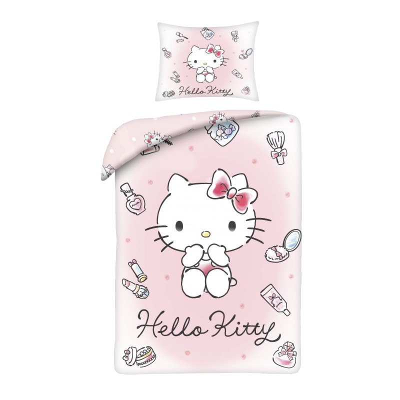 Hello Kitty dekbedovertrek 140x200 cm - Roze - 140 x 200 cm - Polyester - kussensloop 70 x 90 cm