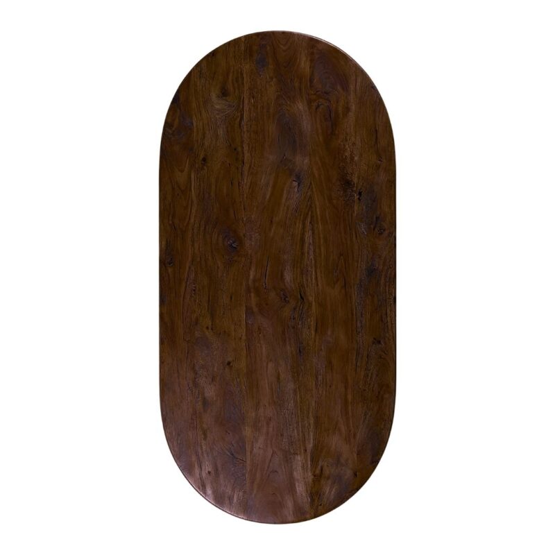 Eetkamertafel Espresso Mangohout - Tafelblad Halve Cirkel eettafel van Label51, vooraanzicht