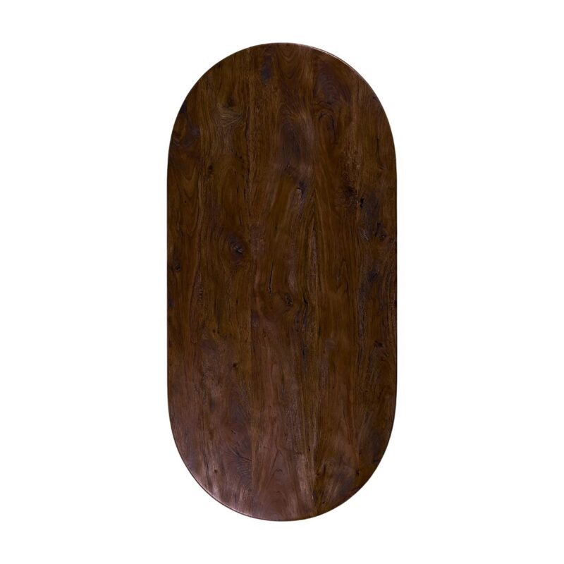Eetkamertafel Espresso Mangohout - Tafelblad Halve Cirkel eettafel van Label51, vooraanzicht (2)