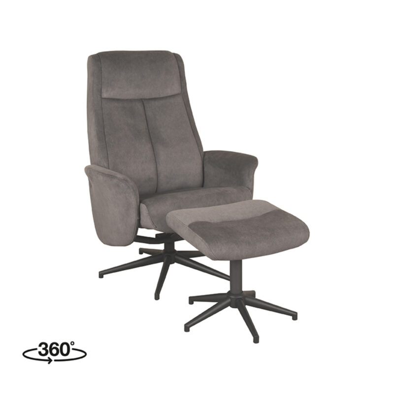 LABEL51 Fauteuil Bergen - Naturel - Velvet - Incl. Hocker