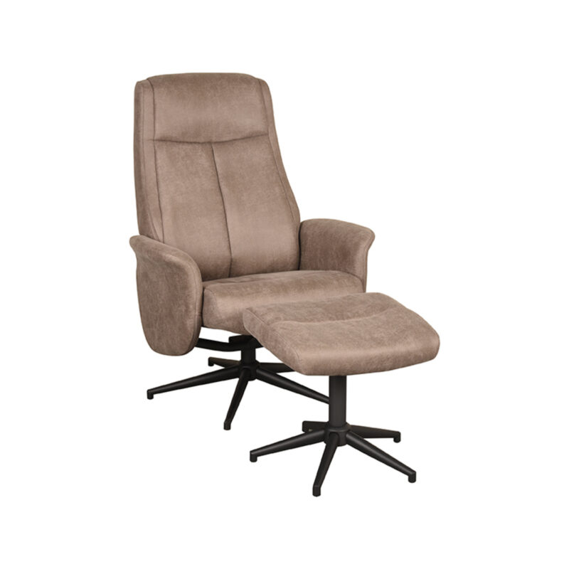 LABEL51 Fauteuil Bergen - Mushroom - Kunstleder - Incl. Hocker