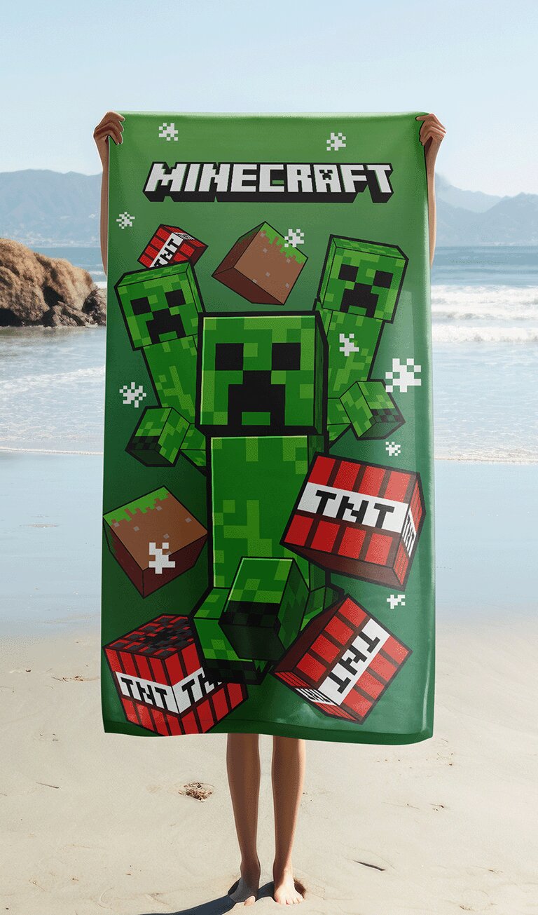Creeper 70 x 140 cm badlaken van Minecraft, 70 x 140 cm