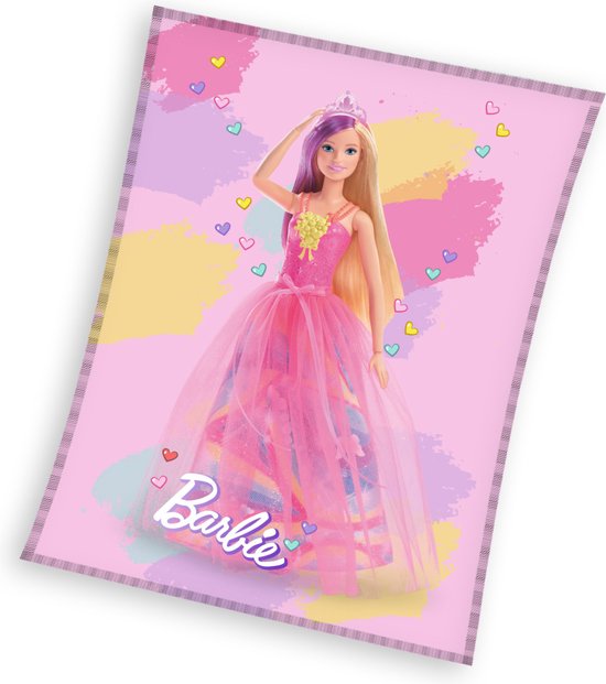 Barbie plaid 130 x 170 cm Roze polyester - Roze - 130 x 170 cm - 100% Polyester