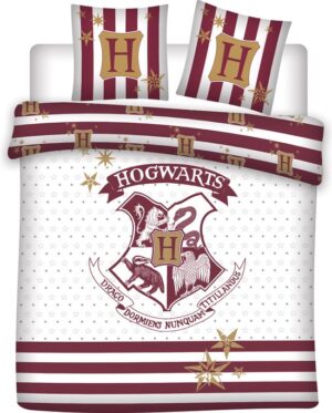 Harry Potter dekbedovertrek – Hogwarts 240 X 220 Cm wit/rood kat - Multicolor - 240 x 220 cm - 100% Polyester