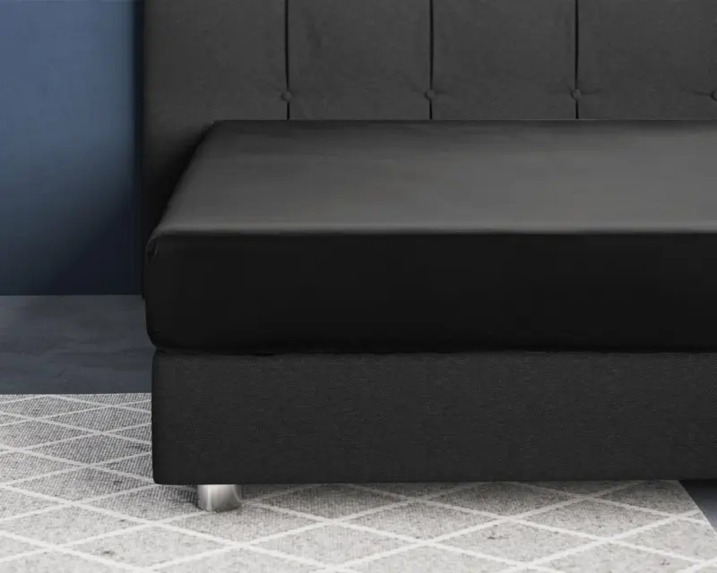 Zwart 160 x 200 cm laken van Primaviera Deluxe, 160 x 200 cm - 100% katoen/satijn