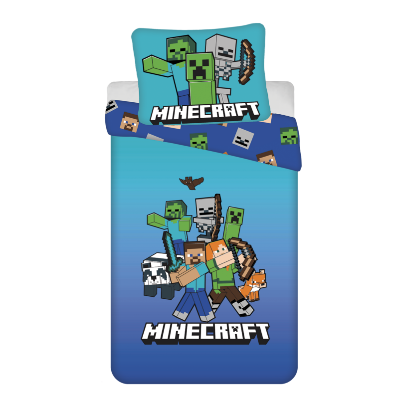 Minecraft Dekbedovertrek blauw - 140 x 200 cm - 70 x 90 cm - Polyester