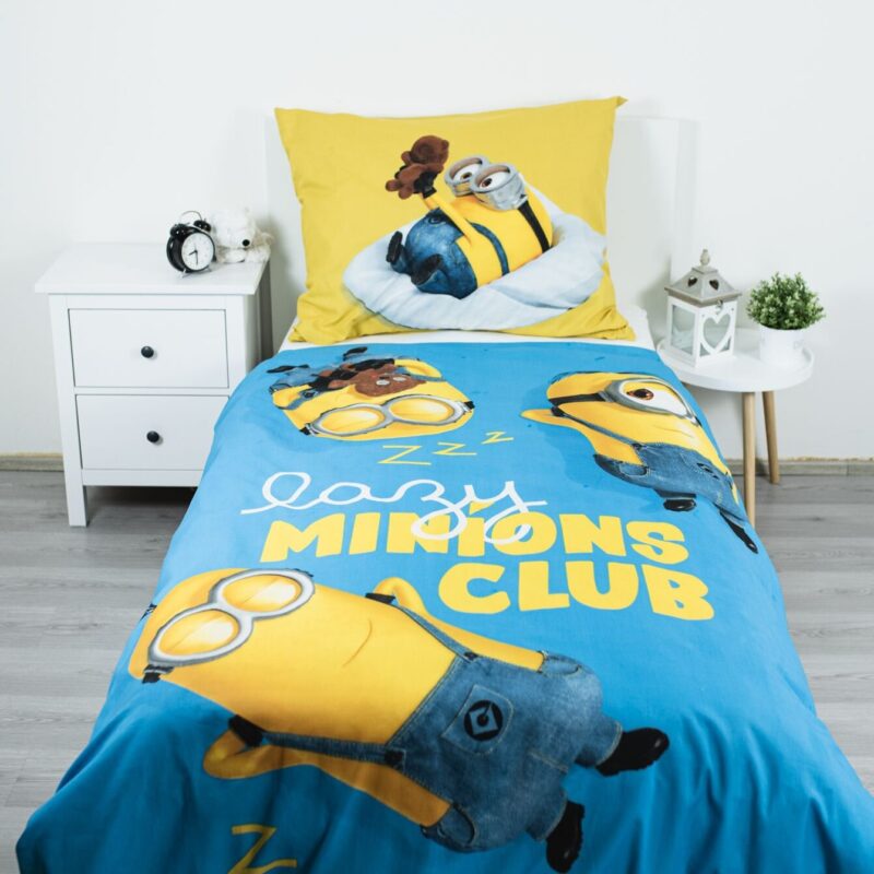 Lazy club 140 x 200 cm overtrek van Minions, 140 x 200 cm, kussensloop 70 x 90 cm