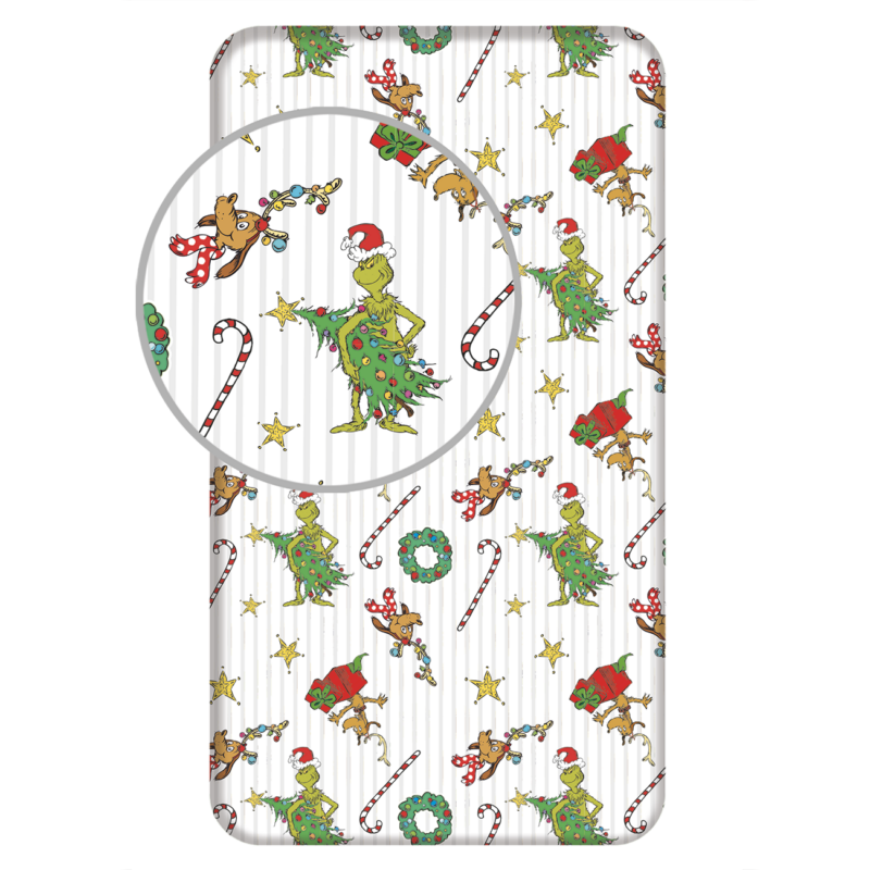Grinch hoeslaken - Wit - 90 x 200 cm - 100% katoen