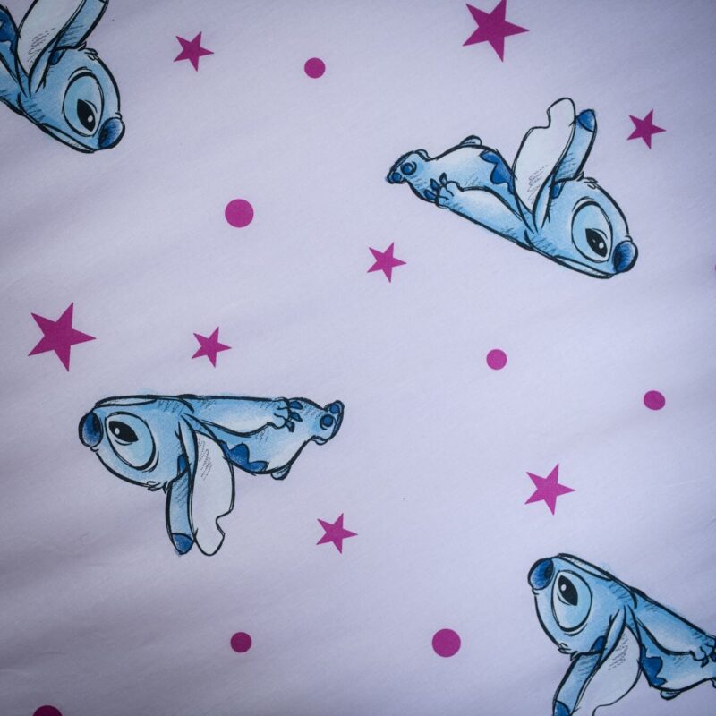 100% katoen hoeslaken stars en dots Roze 90 x 200 cm van Lilo en Stitch in 90 x 200 cm