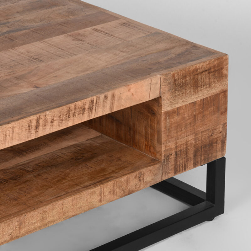 Mangohout bijzettafel Cube van Label51 - Rough