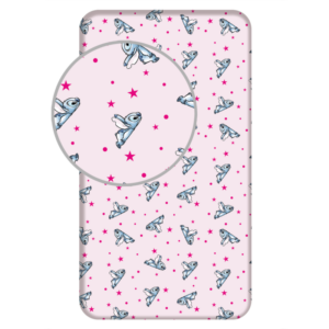 Lilo en Stitch hoeslaken stars en dots Roze 90 x 200 cm - Roze - 90 x 200 cm - 100% katoen