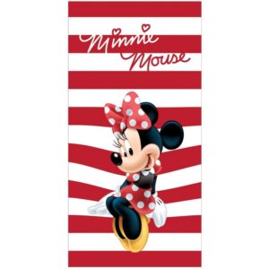 Disney Minnie Mouse strandlaken wit rood 70 x 140 cm katoen - Wit/Rood - 70 x 140 cm - 100% katoen