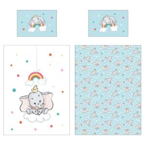 Disney Dumbo dekbedovertrek - Blauw/Wit - 100 x 140 cm - Katoen