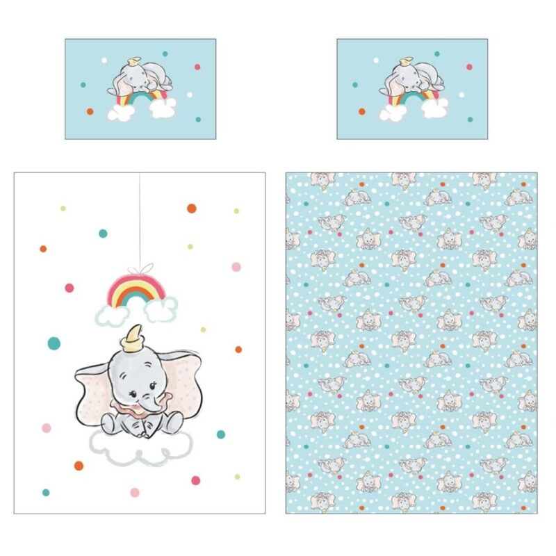 Disney Dumbo dekbedovertrek - Blauw/Wit - 100 x 140 cm - Katoen