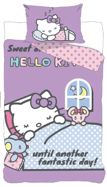 Hello Kitty dekbedovertrek 140 X 200 cm - Paars - 140 x 200 cm - 100% katoen