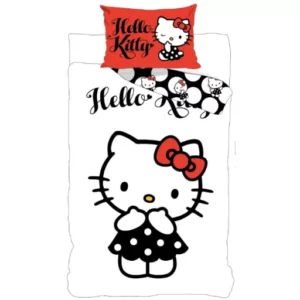 Hello Kitty dekbedovertrek 100x135 cm 40x60 cm katoen - Zwart/Wit - 100 x 135 cm - 100% katoen