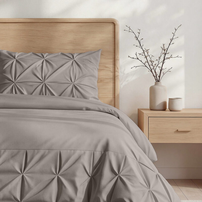 Sleeptime Border Pintuck Taupe/Grijs 200 x 200/220 cm