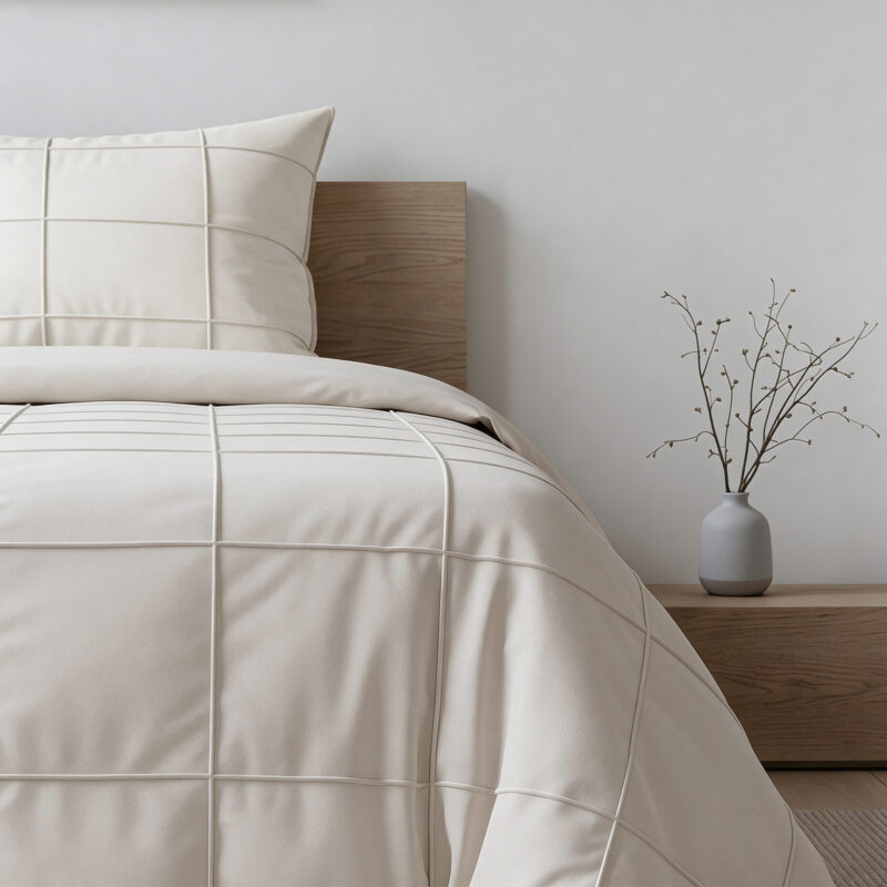 Check Pintuck Beige 140 x 200/220 Sleeptime