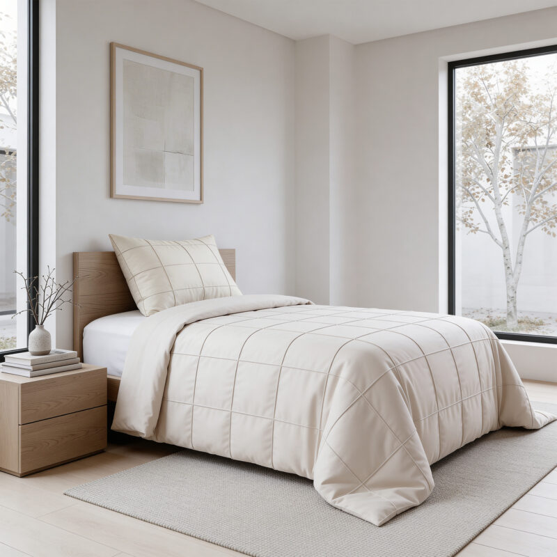 Sleeptime Check Pintuck Beige 140 x 220