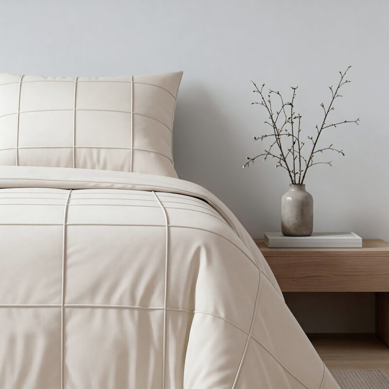 Sleeptime Check Pintuck Beige 200 x 220