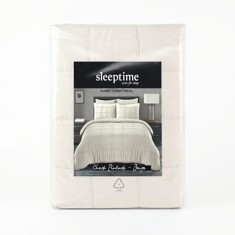 Check Pintuck Beige 240 x 200/220 Sleeptime