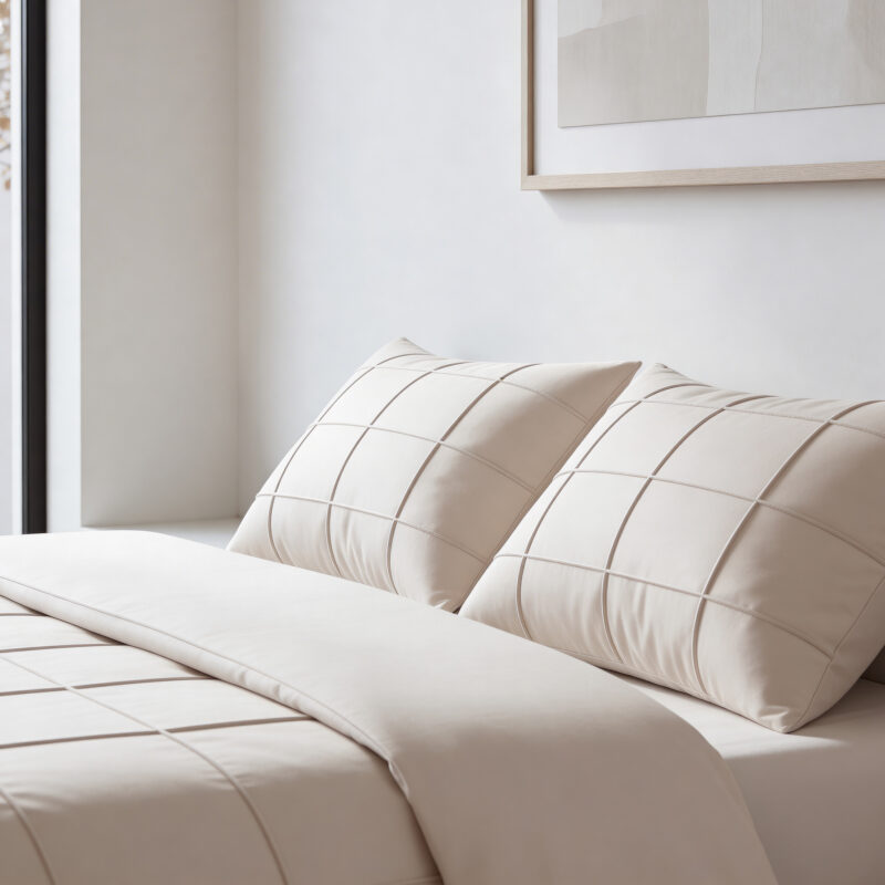 Check Pintuck Beige - Sleeptime bed 240 x 220 cm van Microvezel