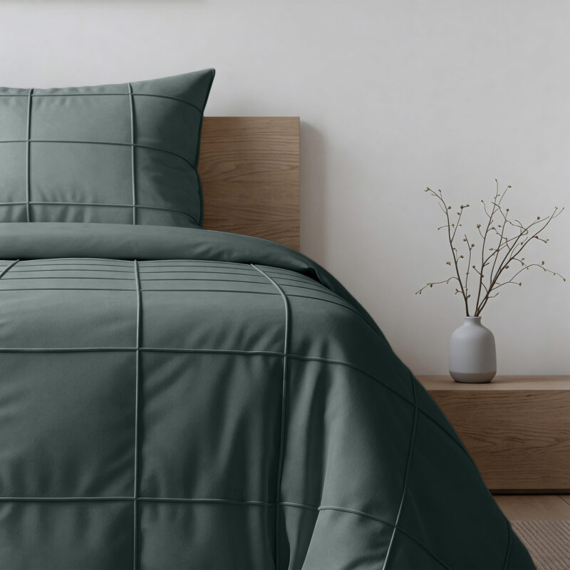 Check Pintuck Groen - Sleeptime bed 140 x 220 cm van Microvezel