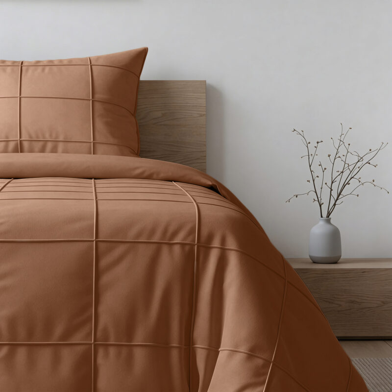 Check Pintuck Mocha - Sleeptime bed 140 x 220 cm van Microvezel