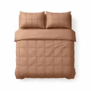 Sleeptime Check Pintuck Mocha Moose 200 x 200/220