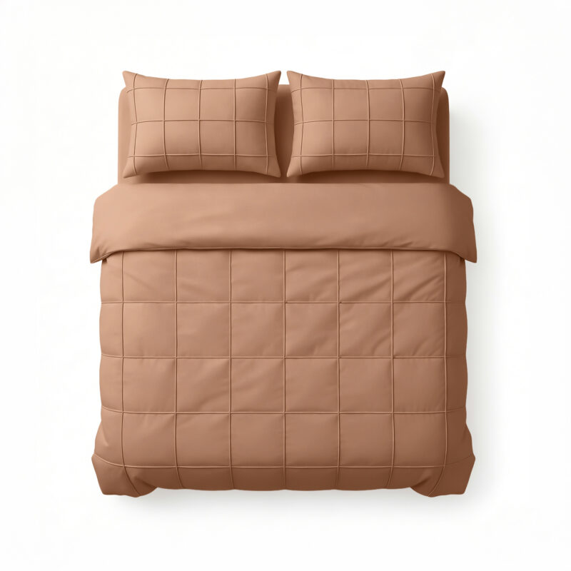 Sleeptime Check Pintuck Mocha Moose 200 x 200/220 cm
