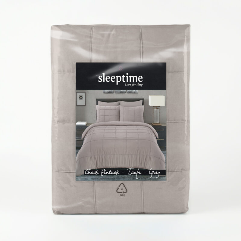 Check Pintuck Taupe/Grijs 200 x 200/220 Sleeptime