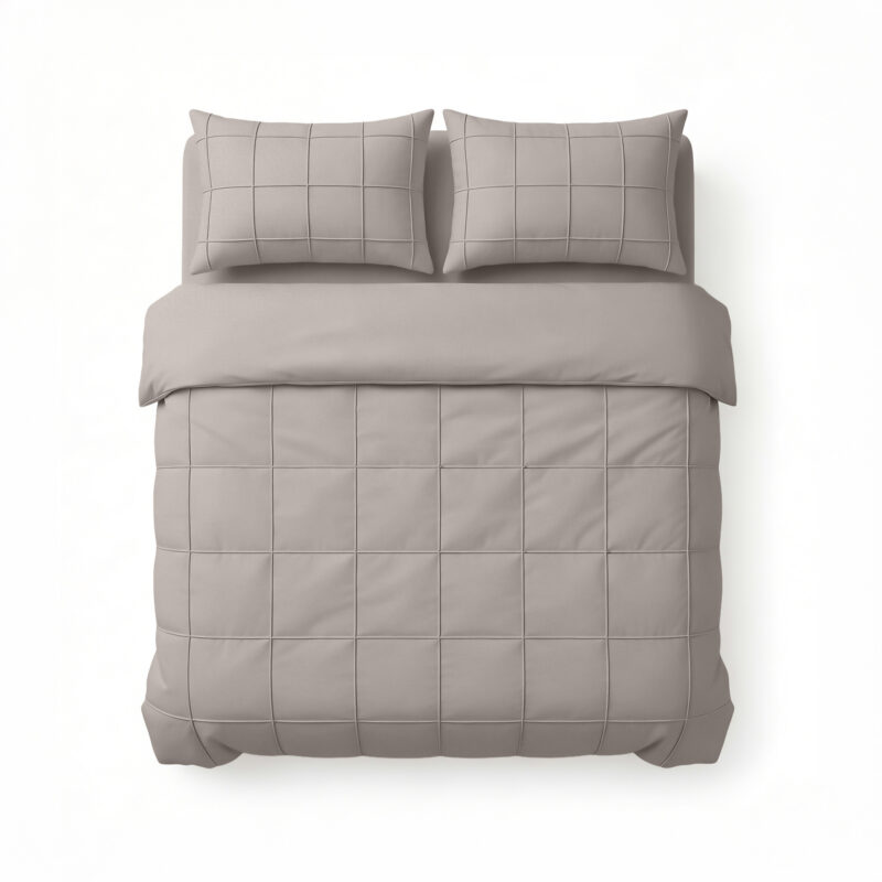 Sleeptime Check Pintuck Taupe/Grijs 200 x 200/220 cm