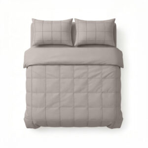 Sleeptime Check Pintuck Taupe/Grijs 240 x 200/220