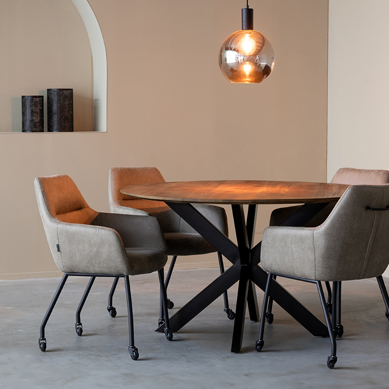 LABEL51 Eetkamertafel Otis - Nature Smooth - Mangohout - 130 cm - Rond