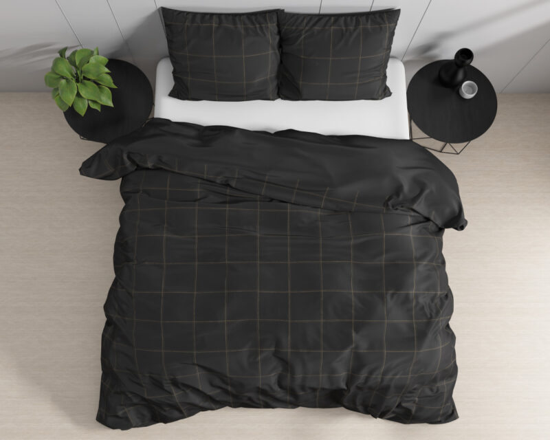 Deep check Grey - Dreamhouse bed 240 x 220 cm van Katoen satijn