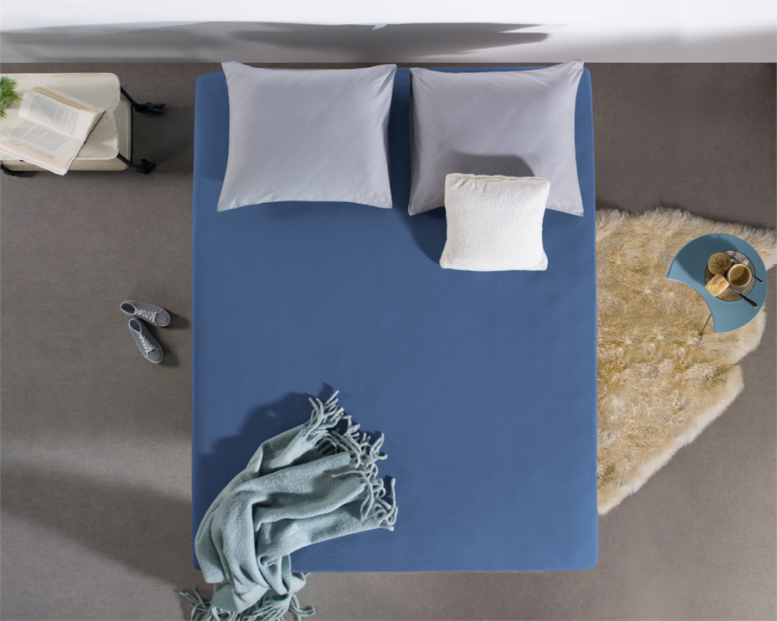 Dreamhouse Enkel Jersey 135 gr. Hoeslaken Blauw 80/100 x 200 cm