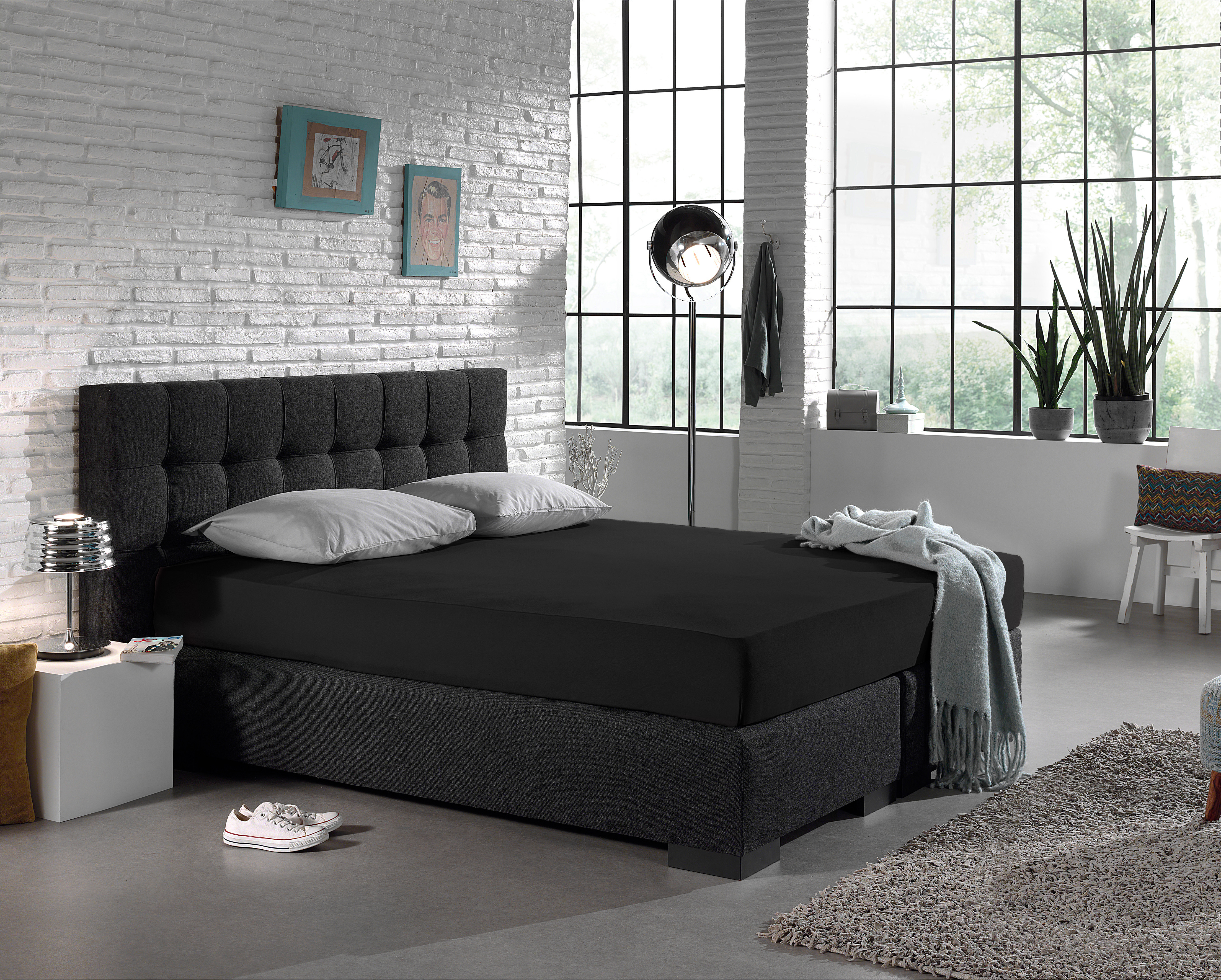 Dreamhouse Enkel Jersey 135 gr. Hoeslaken Zwart 80/100 x 200
