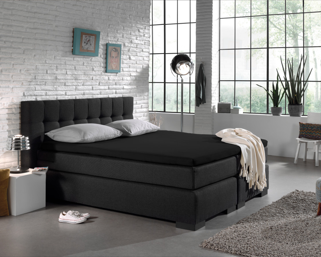 Zwart 190/200 x 200/220 cm laken van Dreamhouse, 190 x 200 cm - 100% katoen