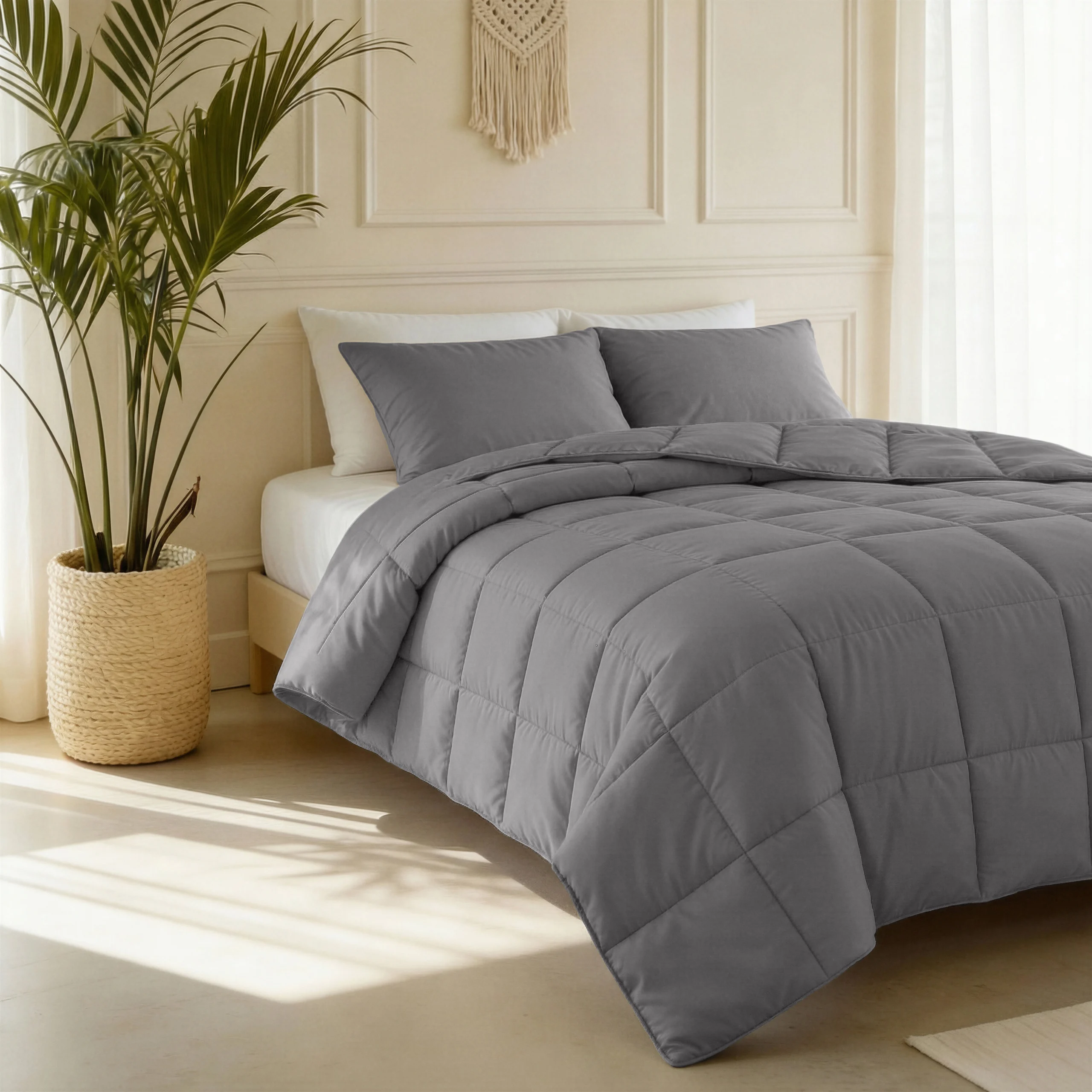 100% katoen dekbed Pecale Antraciet 200 x 220 cm van Primaviera Deluxe in 200 x 220 cm