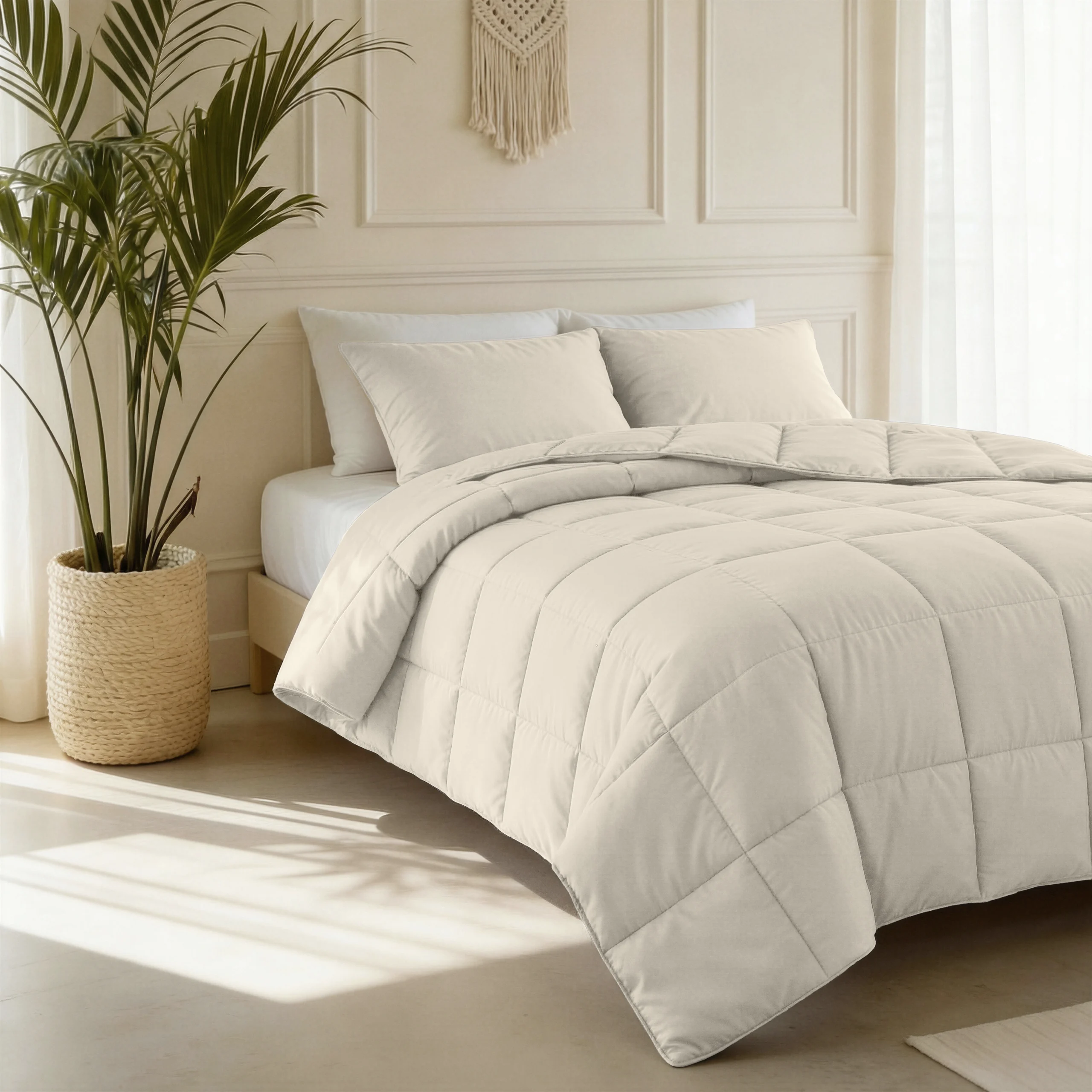 100% katoen dekbed Percale Beige 200 x 220 cm van Primaviera Deluxe in 200 x 220 cm