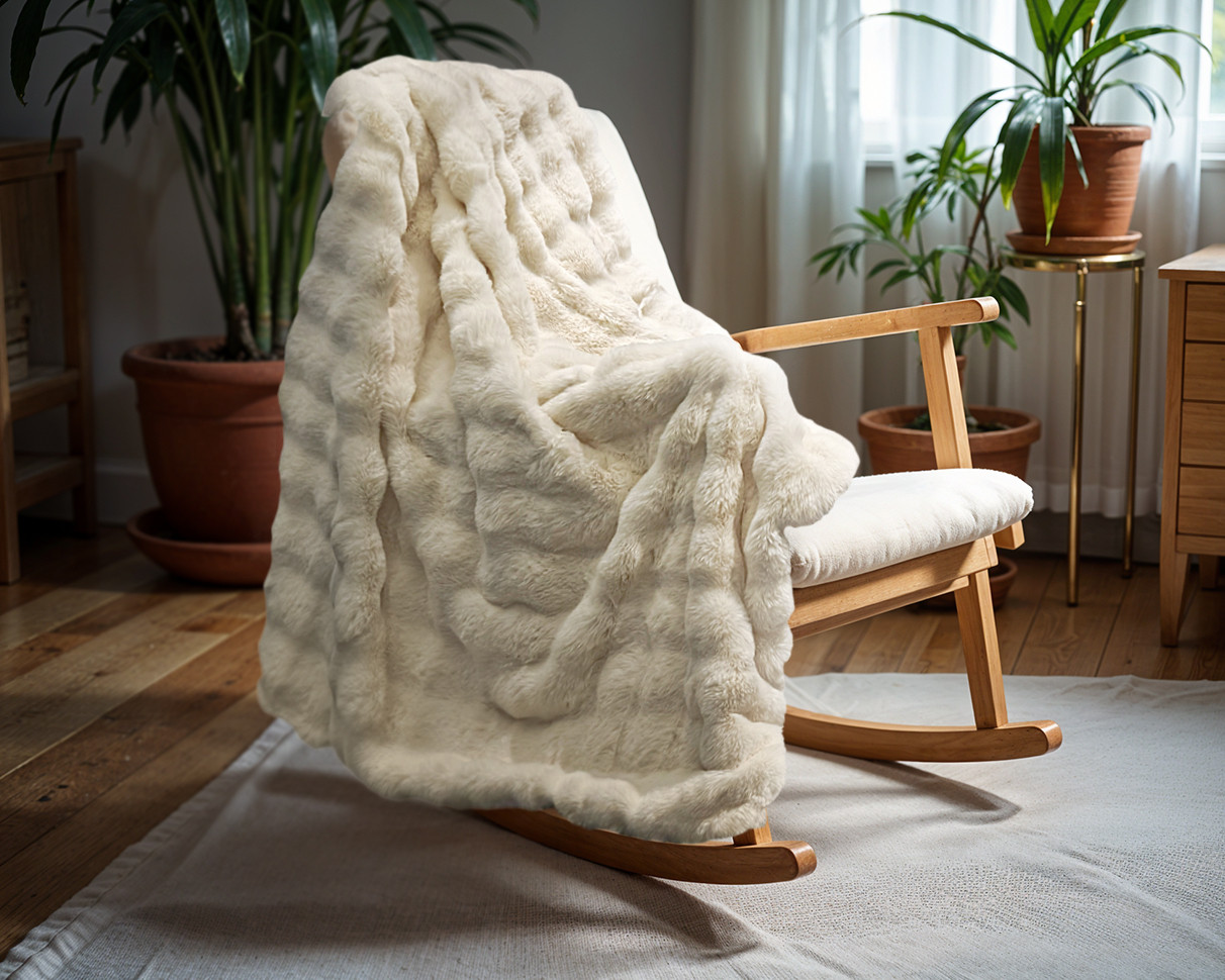 Beige 150 x 200 cm fleeceplaid van Primaviera Deluxe