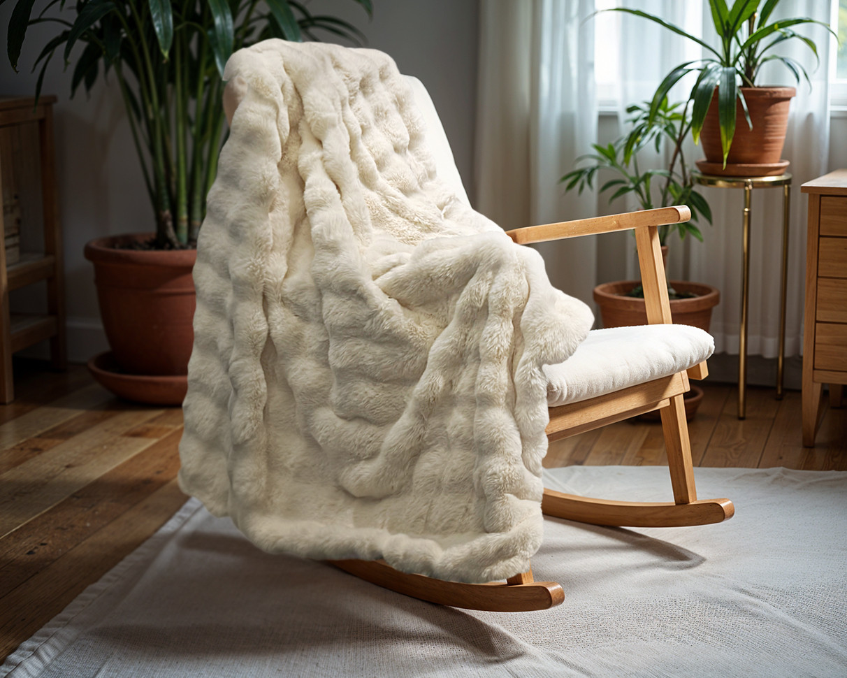 Beige 240 x 200 cm fleeceplaid van Primaviera Deluxe